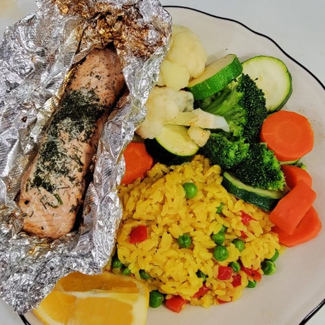 Steamed Salmon.