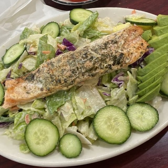 Steamed Salmon Salad.